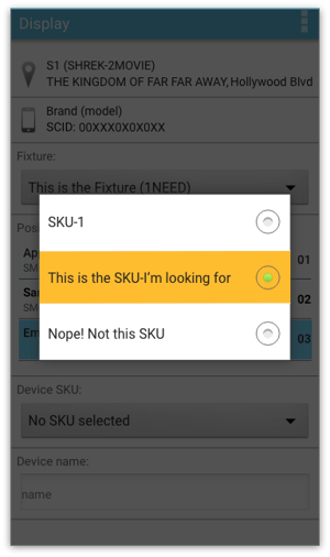 SKU select