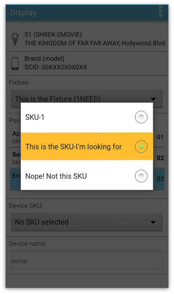SKU select